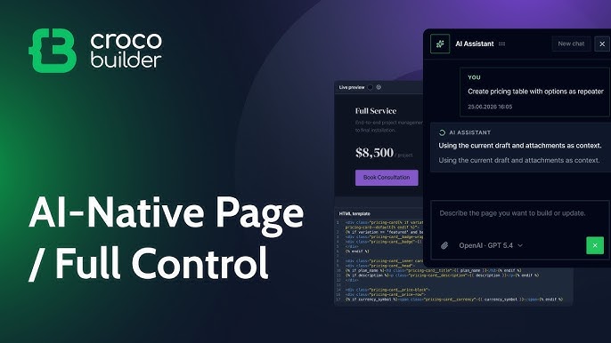 CrocoBuilder 1.0.0-beta.22 – AI-Native Frontend Builder – Free GPL Premium WordPress Plugin
